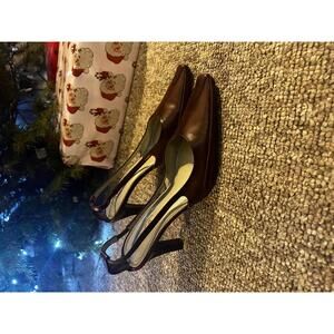 Unisa Brown Leather Slingback Heels